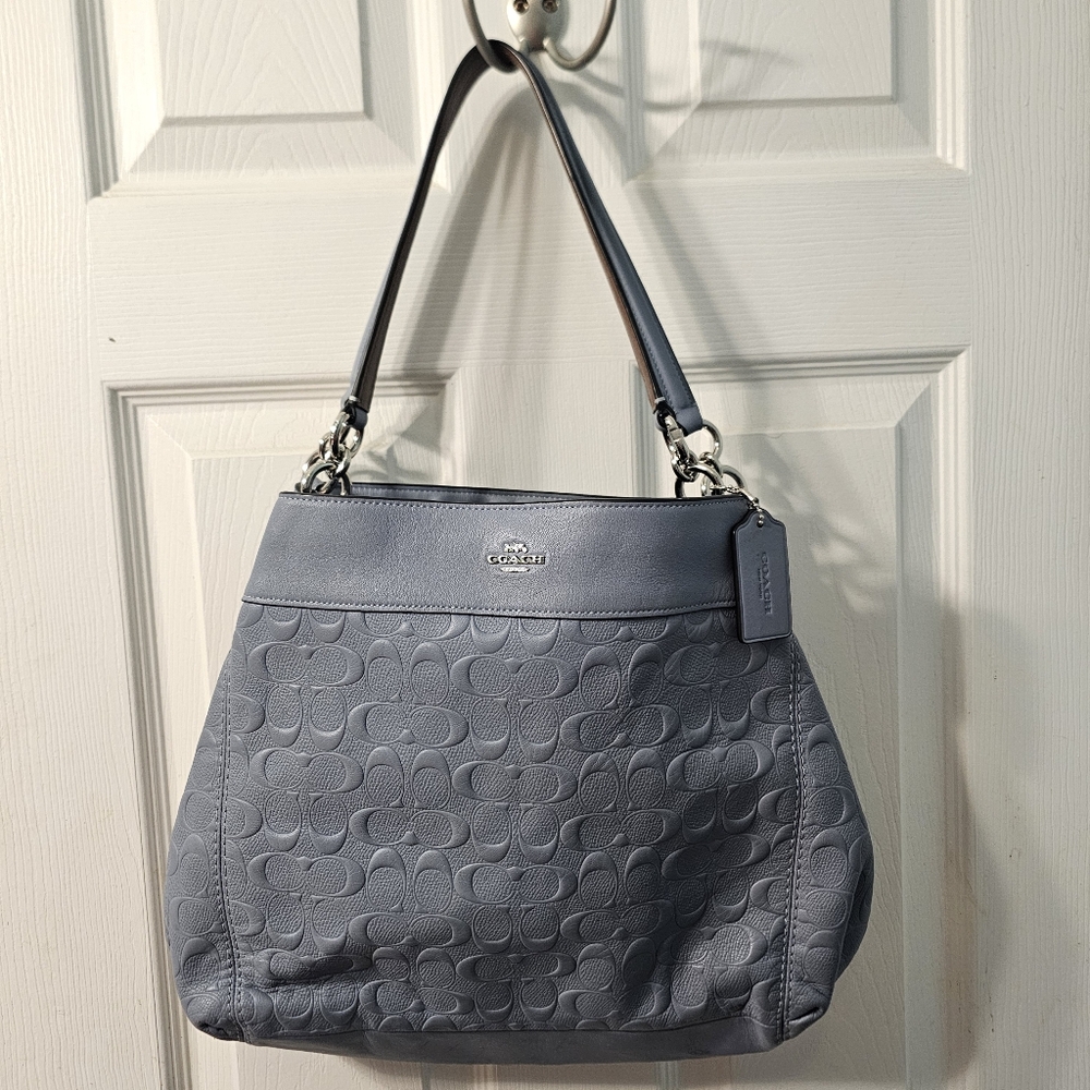 Coach Lexy Baby Blue Embossed Shoulder Bag